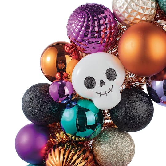 23.5" Skull, Jack-o'-Lantern & Ball Ornament Wreath by Ashland®